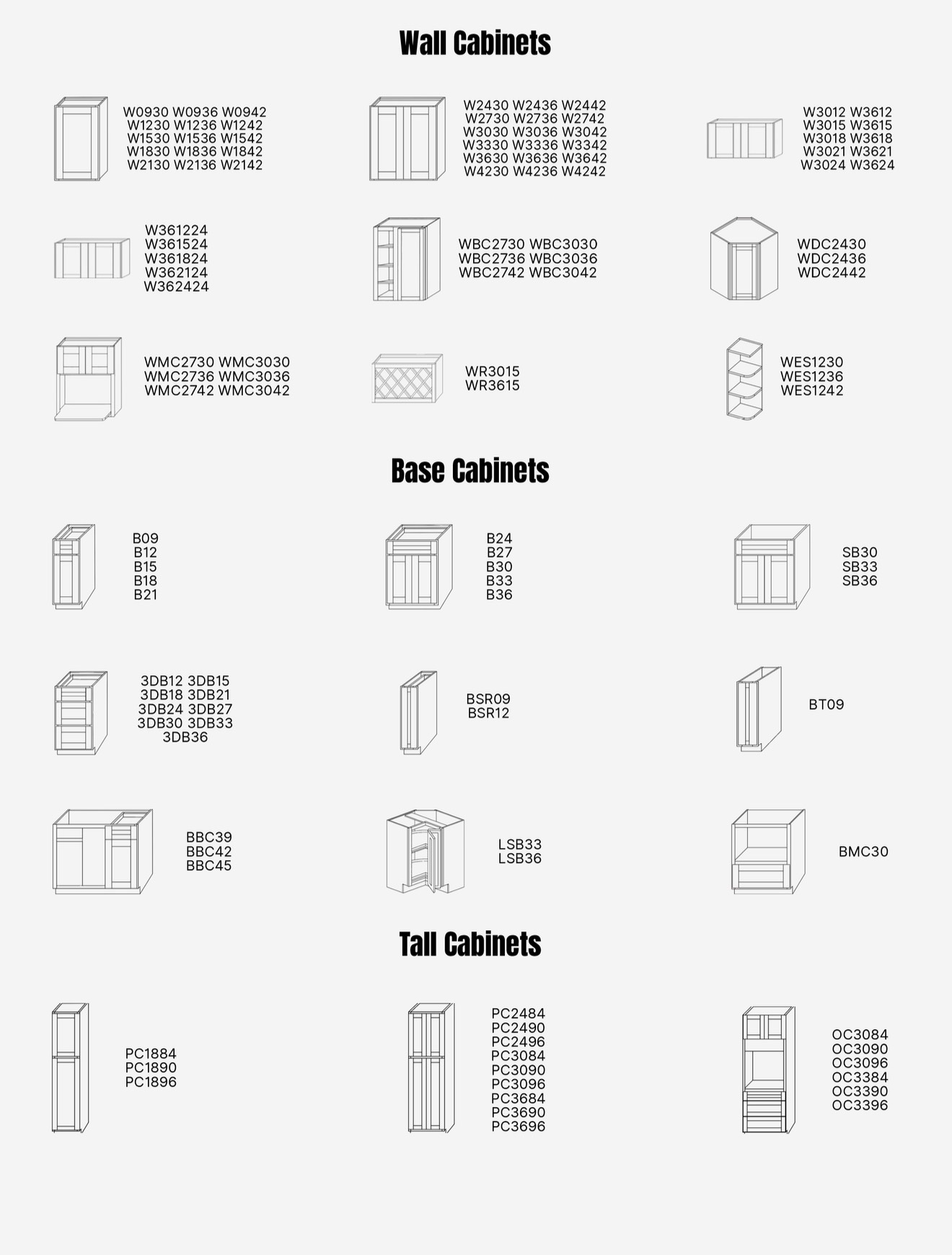 Cabinet wall base tall sizes