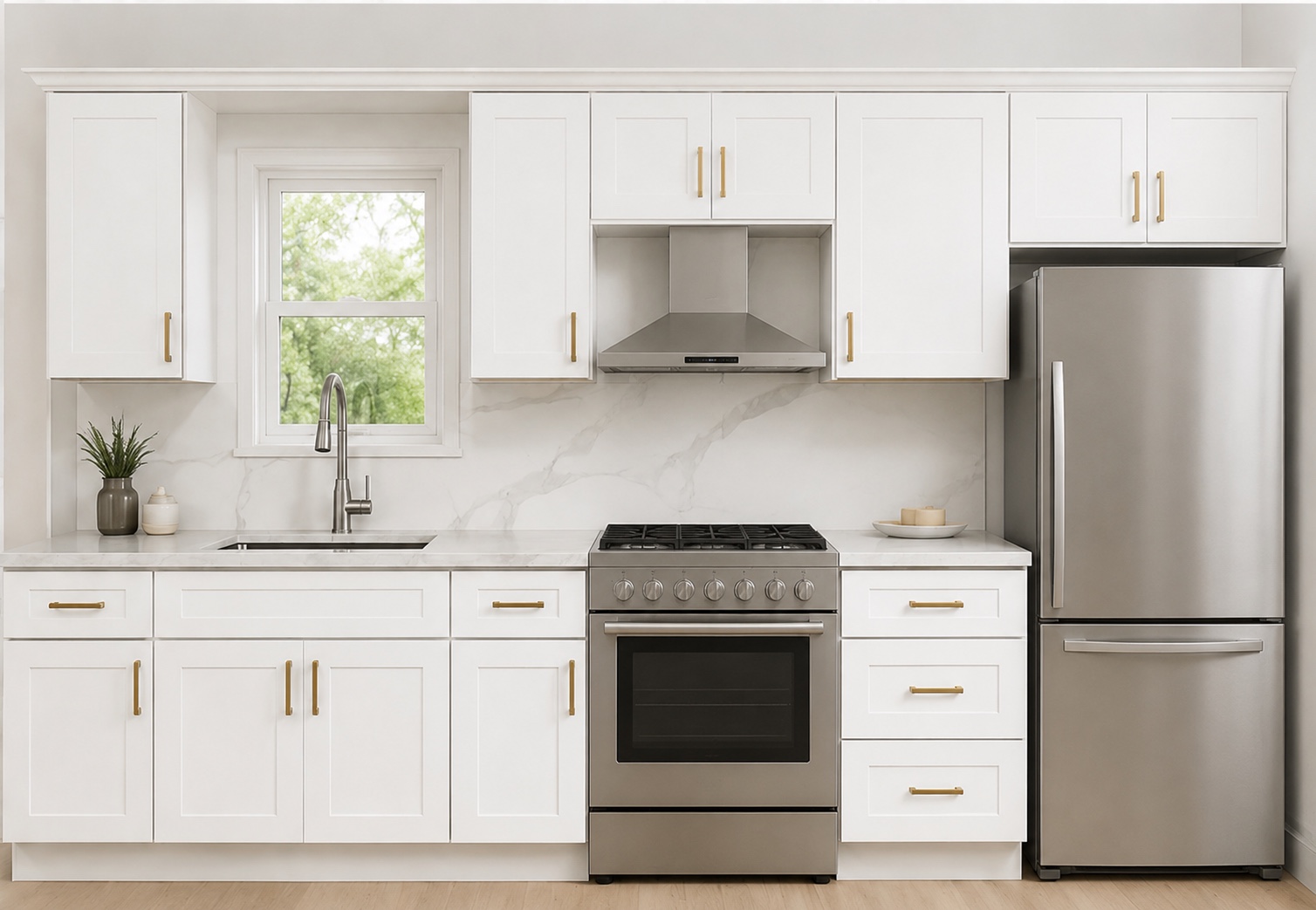 White shaker kitchen cabinets