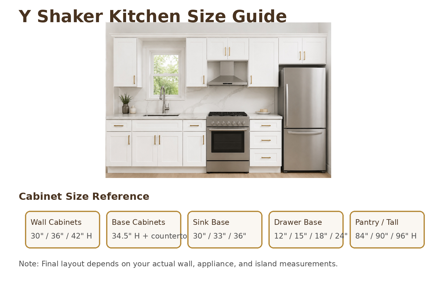 American Shaker cabinet size guide